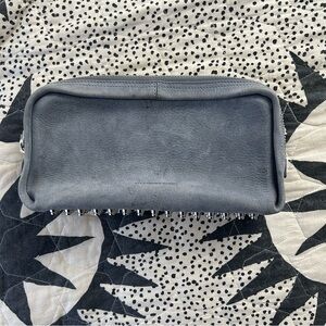 Alexander Wang Gray Suede Leather Clutch with Signature Silver Studs